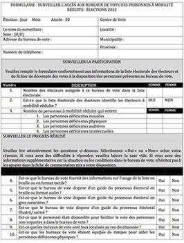 Cover Checklist for Accessible Election (French)