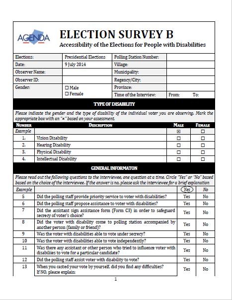 Cover Indonesia Presidential Election 2014 - Survey B Voters with Disabilities